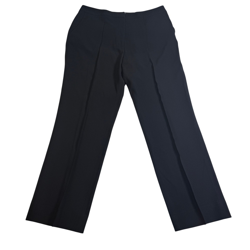 Diane von Furstenberg Pintuck Trousers Womens 14 Black High Rise Straight Leg